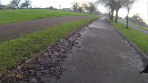 This image shows the cycle track on Durham Road, Sunderland and is image courtesy of Carlton Reid. The tracks are 