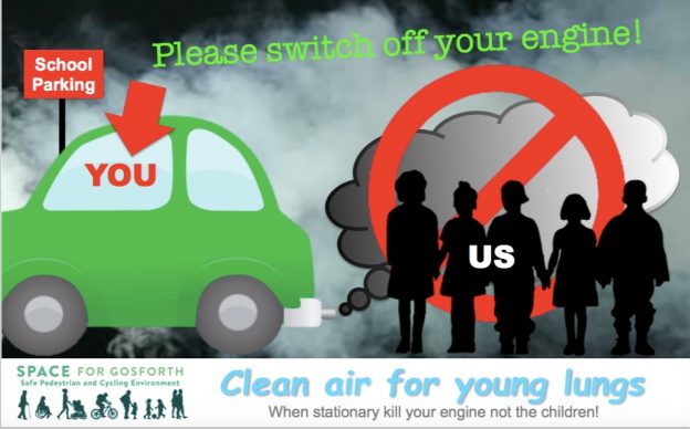 Poster encouraging drivers to turn off idling engines