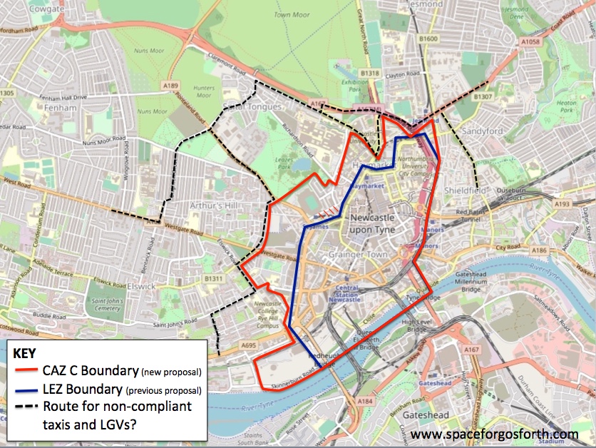 Map showing the CAZ C and the previously proposed LEZ