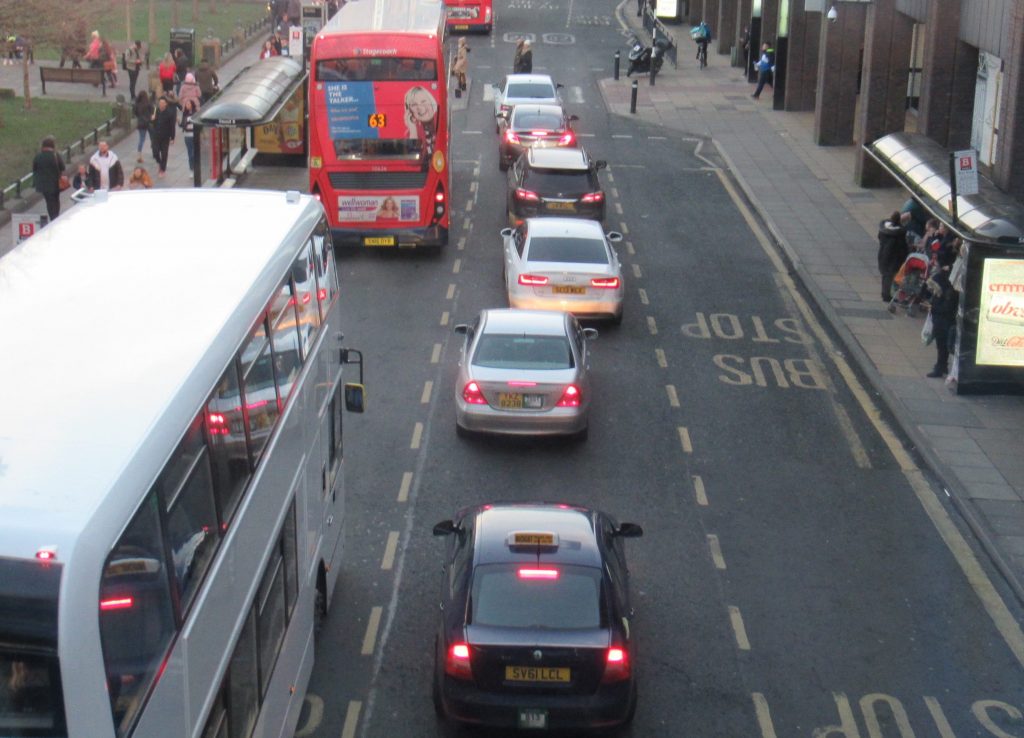 cars and taxis on Blackett Street
