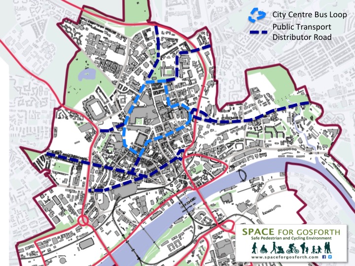 City centre bus loop and public transport distributor roads
