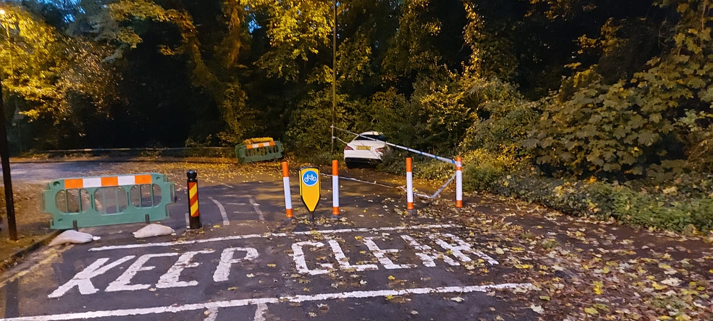 Car crashed at Castle Farm Bridge