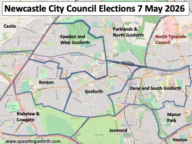Ward Map for Gosforth area in Newcastle upon Tyne 2026 Local Elections